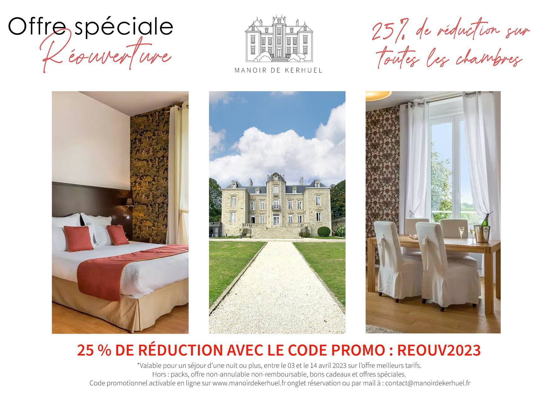 Offre Spéciale - Promotion réouverture hôtel Manoir de Kerhuel en Bretagne | Manoir de Kerhuel****, Hôtel & Restaurant à Quimper